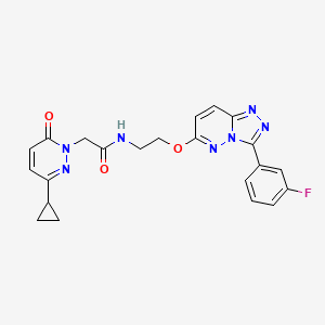 molecular formula C22H20FN7O3 B2921229 2-(3-环丙基-6-氧代哒嗪-1(6H)-基)-N-(2-((3-(3-氟苯基)-[1,2,4]三唑并[4,3-b]哒嗪-6-基)氧基)乙基)乙酰胺 CAS No. 2034468-55-6
