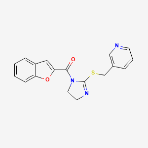 B2921232 1-Benzofuran-2-yl-[2-(pyridin-3-ylmethylsulfanyl)-4,5-dihydroimidazol-1-yl]methanone CAS No. 851807-93-7