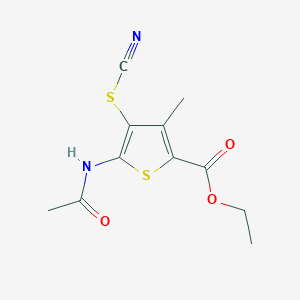 molecular formula C11H12N2O3S2 B2921242 5-乙酰氨基-3-甲基-4-硫氰基噻吩-2-甲酸乙酯 CAS No. 681155-55-5