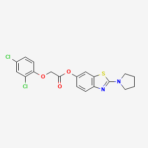molecular formula C19H16Cl2N2O3S B2921259 2-(Pyrrolidin-1-yl)benzo[d]thiazol-6-yl 2-(2,4-dichlorophenoxy)acetate CAS No. 952977-09-2