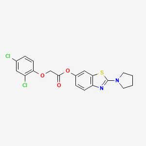 molecular formula C19H16Cl2N2O3S B2921259 2-(吡咯烷-1-基)苯并[d]噻唑-6-基 2-(2,4-二氯苯氧基)乙酸盐 CAS No. 952977-09-2