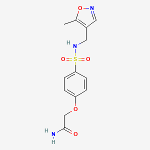 molecular formula C13H15N3O5S B2921261 2-(4-(N-((5-甲基异恶唑-4-基)甲基)磺酰胺基)苯氧基)乙酰胺 CAS No. 2034262-68-3