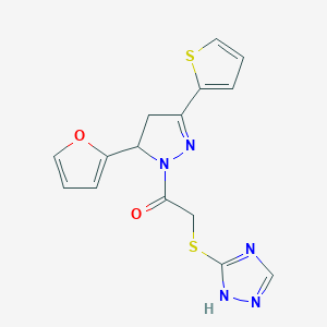 molecular formula C15H13N5O2S2 B292127 1-[5-(furan-2-yl)-3-(thiophen-2-yl)-4,5-dihydro-1H-pyrazol-1-yl]-2-(4H-1,2,4-triazol-3-ylsulfanyl)ethan-1-one 