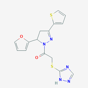 1-[5-(furan-2-yl)-3-(thiophen-2-yl)-4,5-dihydro-1H-pyrazol-1-yl]-2-(4H-1,2,4-triazol-3-ylsulfanyl)ethan-1-one