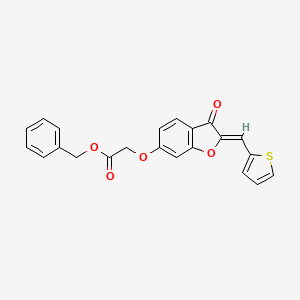 molecular formula C22H16O5S B2921288 (Z)-苄基 2-((3-氧代-2-(噻吩-2-基亚甲基)-2,3-二氢苯并呋喃-6-基)氧基)乙酸酯 CAS No. 623117-87-3