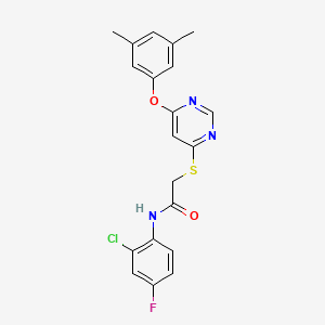molecular formula C20H17ClFN3O2S B2921296 N-(2-氯-4-氟苯基)-2-{[6-(3,5-二甲基苯氧基)嘧啶-4-基]硫烷基}乙酰胺 CAS No. 1031976-66-5