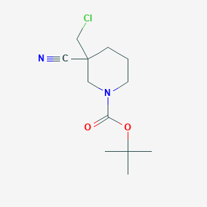 molecular formula C12H19ClN2O2 B2921297 叔丁酯 3-(氯甲基)-3-氰代哌啶-1-羧酸酯 CAS No. 1881563-53-6