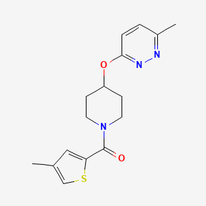 molecular formula C16H19N3O2S B2921299 (4-((6-甲基哒嗪-3-基)氧基)哌啶-1-基)(4-甲基噻吩-2-基)甲苯酮 CAS No. 1796969-18-0