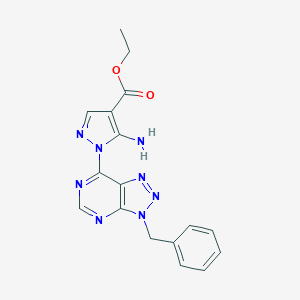 molecular formula C17H16N8O2 B292131 ethyl 5-amino-1-(3-benzyl-3H-[1,2,3]triazolo[4,5-d]pyrimidin-7-yl)-1H-pyrazole-4-carboxylate 