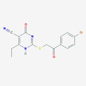 2-[2-(4-bromophenyl)-2-oxoethyl]sulfanyl-6-ethyl-4-oxo-1H-pyrimidine-5-carbonitrile