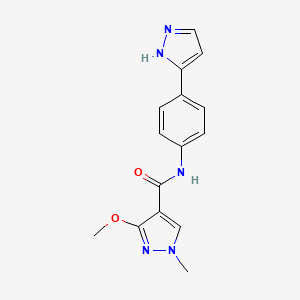 molecular formula C15H15N5O2 B2921323 N-(4-(1H-pyrazol-3-yl)phenyl)-3-methoxy-1-methyl-1H-pyrazole-4-carboxamide CAS No. 1208851-32-4