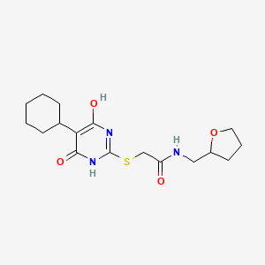 molecular formula C17H25N3O4S B2921337 2-((5-cyclohexyl-4-hydroxy-6-oxo-1,6-dihydropyrimidin-2-yl)thio)-N-((tetrahydrofuran-2-yl)methyl)acetamide CAS No. 448913-65-3