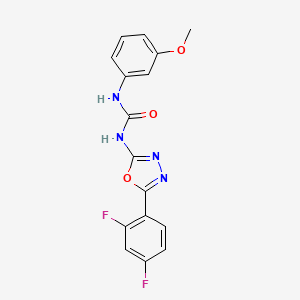 molecular formula C16H12F2N4O3 B2921344 1-(5-(2,4-Difluorophenyl)-1,3,4-oxadiazol-2-yl)-3-(3-methoxyphenyl)urea CAS No. 1334374-68-3