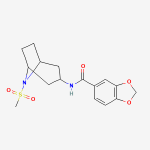 B2921348 N-(8-(methylsulfonyl)-8-azabicyclo[3.2.1]octan-3-yl)benzo[d][1,3]dioxole-5-carboxamide CAS No. 2034266-62-9