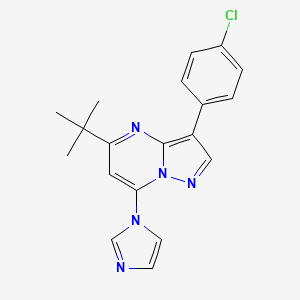 molecular formula C19H18ClN5 B2921353 5-tert-butyl-3-(4-chlorophenyl)-7-(1H-imidazol-1-yl)pyrazolo[1,5-a]pyrimidine CAS No. 896853-72-8