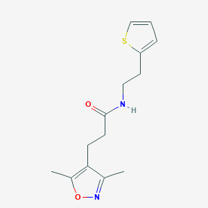 molecular formula C14H18N2O2S B2921362 3-(3,5-二甲基异恶唑-4-基)-N-(2-(噻吩-2-基)乙基)丙酰胺 CAS No. 1234838-80-2