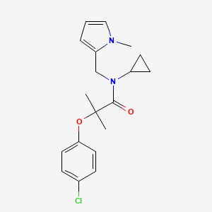 molecular formula C19H23ClN2O2 B2921377 2-(4-chlorophenoxy)-N-cyclopropyl-2-methyl-N-((1-methyl-1H-pyrrol-2-yl)methyl)propanamide CAS No. 1286719-64-9