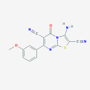 molecular formula C15H9N5O2S B292139 3-amino-7-(3-methoxyphenyl)-5-oxo-5H-[1,3]thiazolo[3,2-a]pyrimidine-2,6-dicarbonitrile 