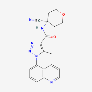 molecular formula C19H18N6O2 B2921394 N-(4-Cyanooxan-4-yl)-5-methyl-1-quinolin-5-yltriazole-4-carboxamide CAS No. 2194842-23-2