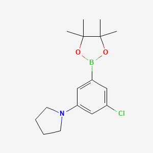 molecular formula C16H23BClNO2 B2921403 3-氯-5-吡咯烷基苯基硼酸，频哪醇酯 CAS No. 2096331-84-7