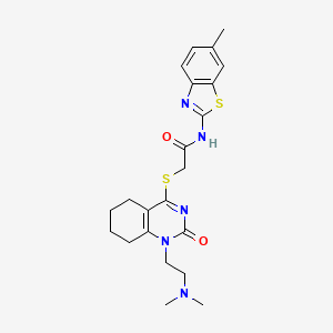 molecular formula C22H27N5O2S2 B2921407 2-((1-(2-(dimethylamino)ethyl)-2-oxo-1,2,5,6,7,8-hexahydroquinazolin-4-yl)thio)-N-(6-methylbenzo[d]thiazol-2-yl)acetamide CAS No. 899950-49-3