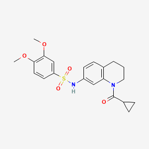 molecular formula C21H24N2O5S B2921414 N-(1-(环丙烷羰基)-1,2,3,4-四氢喹啉-7-基)-3,4-二甲氧基苯磺酰胺 CAS No. 898439-34-4