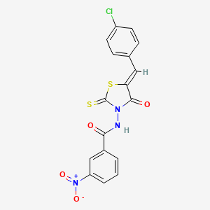 molecular formula C17H10ClN3O4S2 B2921417 N-[(5Z)-5-[(4-chlorophenyl)methylidene]-4-oxo-2-sulfanylidene-1,3-thiazolidin-3-yl]-3-nitrobenzamide CAS No. 300378-52-3