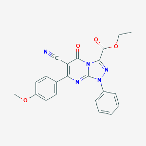 molecular formula C22H17N5O4 B292142 Ethyl 6-cyano-7-(4-methoxyphenyl)-5-oxo-1-phenyl-1,5-dihydro[1,2,4]triazolo[4,3-a]pyrimidine-3-carboxylate 