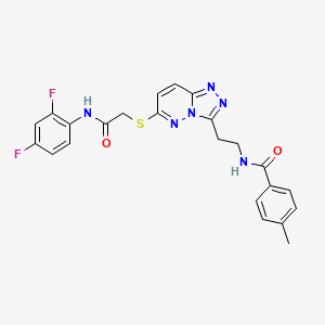 molecular formula C23H20F2N6O2S B2921425 N-(2-(6-((2-((2,4-difluorophenyl)amino)-2-oxoethyl)thio)-[1,2,4]triazolo[4,3-b]pyridazin-3-yl)ethyl)-4-methylbenzamide CAS No. 872994-72-4