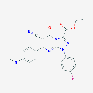 molecular formula C23H19FN6O3 B292143 Ethyl 6-cyano-7-[4-(dimethylamino)phenyl]-1-(4-fluorophenyl)-5-oxo-1,5-dihydro[1,2,4]triazolo[4,3-a]pyrimidine-3-carboxylate 