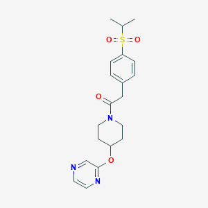 molecular formula C20H25N3O4S B2921431 2-(4-(Isopropylsulfonyl)phenyl)-1-(4-(pyrazin-2-yloxy)piperidin-1-yl)ethanone CAS No. 1421475-45-7