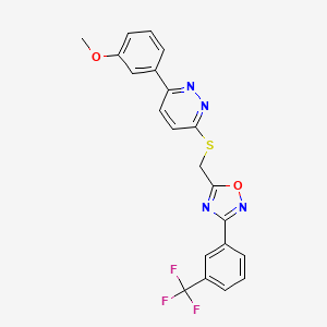 molecular formula C21H15F3N4O2S B2921441 3-(3-甲氧基苯基)-6-[({3-[3-(三氟甲基)苯基]-1,2,4-恶二唑-5-基}甲基)硫代]哒嗪 CAS No. 1114915-05-7