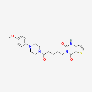 molecular formula C22H26N4O4S B2921473 3-{5-[4-(4-methoxyphenyl)piperazin-1-yl]-5-oxopentyl}thieno[3,2-d]pyrimidine-2,4(1H,3H)-dione CAS No. 866344-85-6