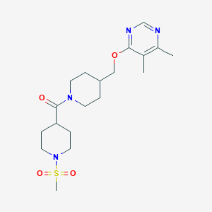 molecular formula C19H30N4O4S B2921481 (4-(((5,6-Dimethylpyrimidin-4-yl)oxy)methyl)piperidin-1-yl)(1-(methylsulfonyl)piperidin-4-yl)methanone CAS No. 2320417-21-6