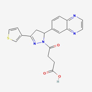 molecular formula C19H16N4O3S B2921486 4-oxo-4-(5-(quinoxalin-6-yl)-3-(thiophen-3-yl)-4,5-dihydro-1H-pyrazol-1-yl)butanoic acid CAS No. 1010916-12-7