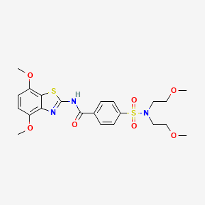 molecular formula C22H27N3O7S2 B2921502 4-[bis(2-methoxyethyl)sulfamoyl]-N-(4,7-dimethoxy-1,3-benzothiazol-2-yl)benzamide CAS No. 919709-67-4