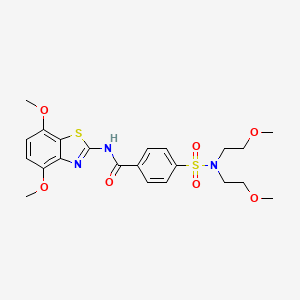 molecular formula C22H27N3O7S2 B2921502 4-[双(2-甲氧基乙基)氨磺酰基]-N-(4,7-二甲氧基-1,3-苯并噻唑-2-基)苯甲酰胺 CAS No. 919709-67-4