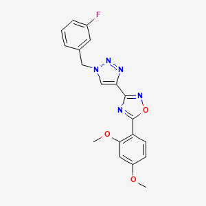 molecular formula C19H16FN5O3 B2921506 5-(2,4-dimethoxyphenyl)-3-(1-(3-fluorobenzyl)-1H-1,2,3-triazol-4-yl)-1,2,4-oxadiazole CAS No. 1251675-98-5