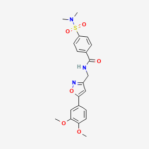 molecular formula C21H23N3O6S B2921511 N-((5-(3,4-dimethoxyphenyl)isoxazol-3-yl)methyl)-4-(N,N-dimethylsulfamoyl)benzamide CAS No. 952970-73-9