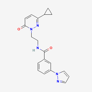 molecular formula C19H19N5O2 B2921522 N-(2-(3-环丙基-6-氧代嘧啶-1(6H)-基)乙基)-3-(1H-吡唑-1-基)苯甲酰胺 CAS No. 2034386-69-9