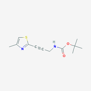 molecular formula C12H16N2O2S B2921528 tert-butyl N-[3-(4-methyl-1,3-thiazol-2-yl)prop-2-yn-1-yl]carbamate CAS No. 2166992-26-1