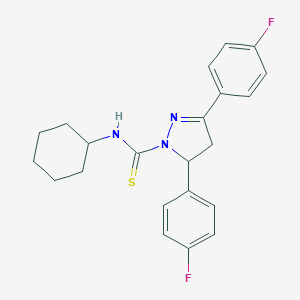 molecular formula C22H23F2N3S B292153 N-cyclohexyl-3,5-bis(4-fluorophenyl)-4,5-dihydro-1H-pyrazole-1-carbothioamide 