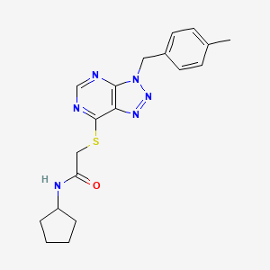 molecular formula C19H22N6OS B2921533 N-环戊基-2-((3-(4-甲基苄基)-3H-[1,2,3]三唑并[4,5-d]嘧啶-7-基)硫代)乙酰胺 CAS No. 941956-05-4