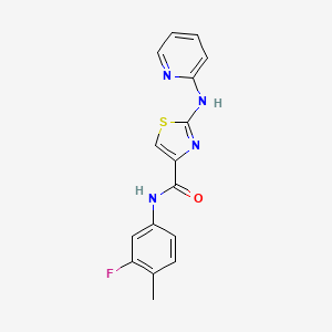 molecular formula C16H13FN4OS B2921537 N-(3-fluoro-4-methylphenyl)-2-(pyridin-2-ylamino)thiazole-4-carboxamide CAS No. 1286703-31-8