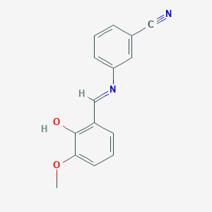 molecular formula C15H12N2O2 B2921547 3-{[(1E)-(2-hydroxy-3-methoxyphenyl)methylene]amino}benzonitrile CAS No. 1193753-02-4