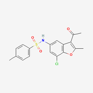 molecular formula C18H16ClNO4S B2921551 N-(3-乙酰基-7-氯-2-甲基-1-苯并呋喃-5-基)-4-甲基苯磺酰胺 CAS No. 49793-91-1