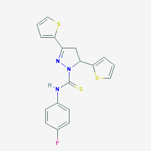 molecular formula C18H14FN3S3 B292156 N-(4-fluorophenyl)-3,5-di(2-thienyl)-4,5-dihydro-1H-pyrazole-1-carbothioamide 