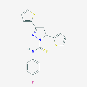 N-(4-fluorophenyl)-3,5-di(2-thienyl)-4,5-dihydro-1H-pyrazole-1-carbothioamide