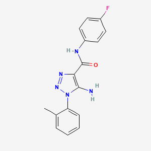 molecular formula C16H14FN5O B2921560 5-amino-N-(4-fluorophenyl)-1-(o-tolyl)-1H-1,2,3-triazole-4-carboxamide CAS No. 929847-78-9