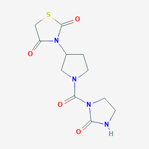 molecular formula C11H14N4O4S B2921561 3-(1-(2-Oxoimidazolidine-1-carbonyl)pyrrolidin-3-yl)thiazolidine-2,4-dione CAS No. 1798680-31-5